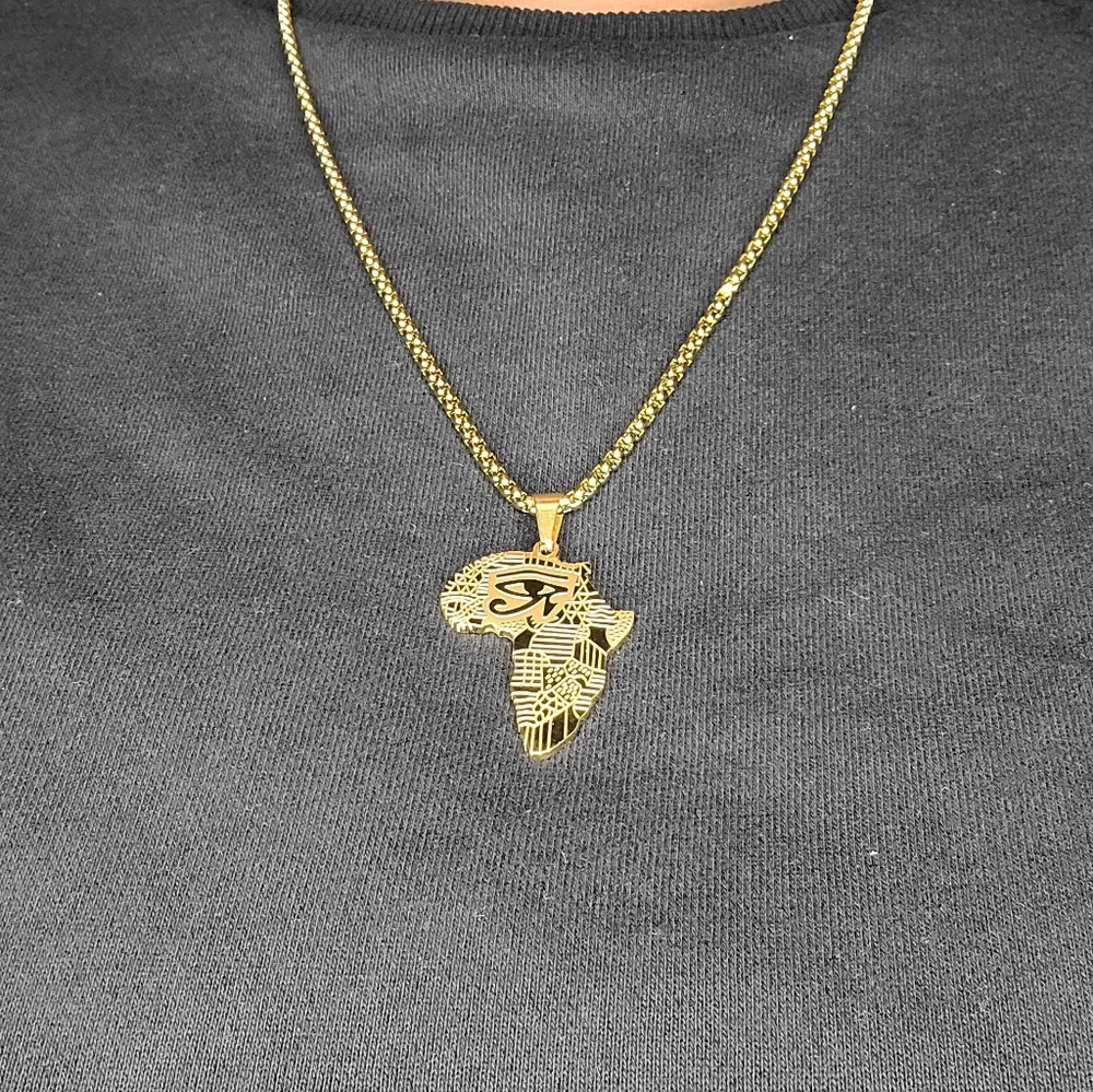 Egyptian Eye Continent Pendant Necklace - Picture 9 of 10